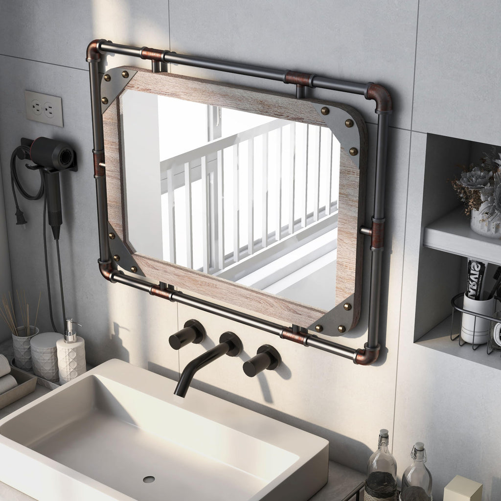 Marico Industrial 31.5-inch Wall Mirror, Natural