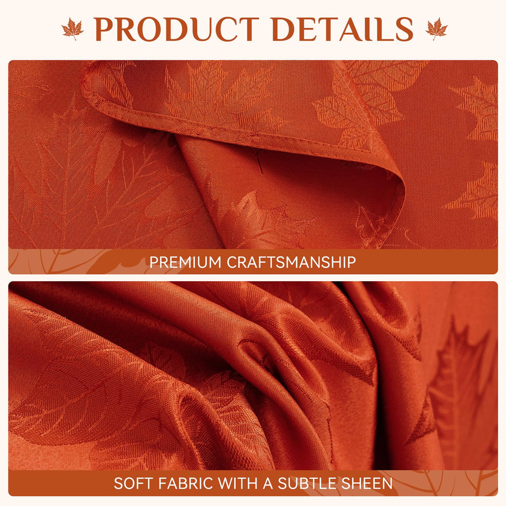 Fall Jacquard Oval Tablecloth, 60 x 84 Inch Burnt Orange