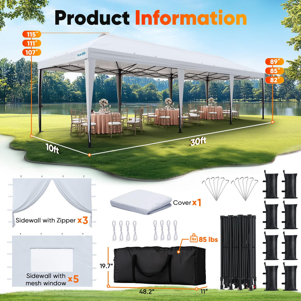 10'x30' Pop up Canopy with Sidewalls