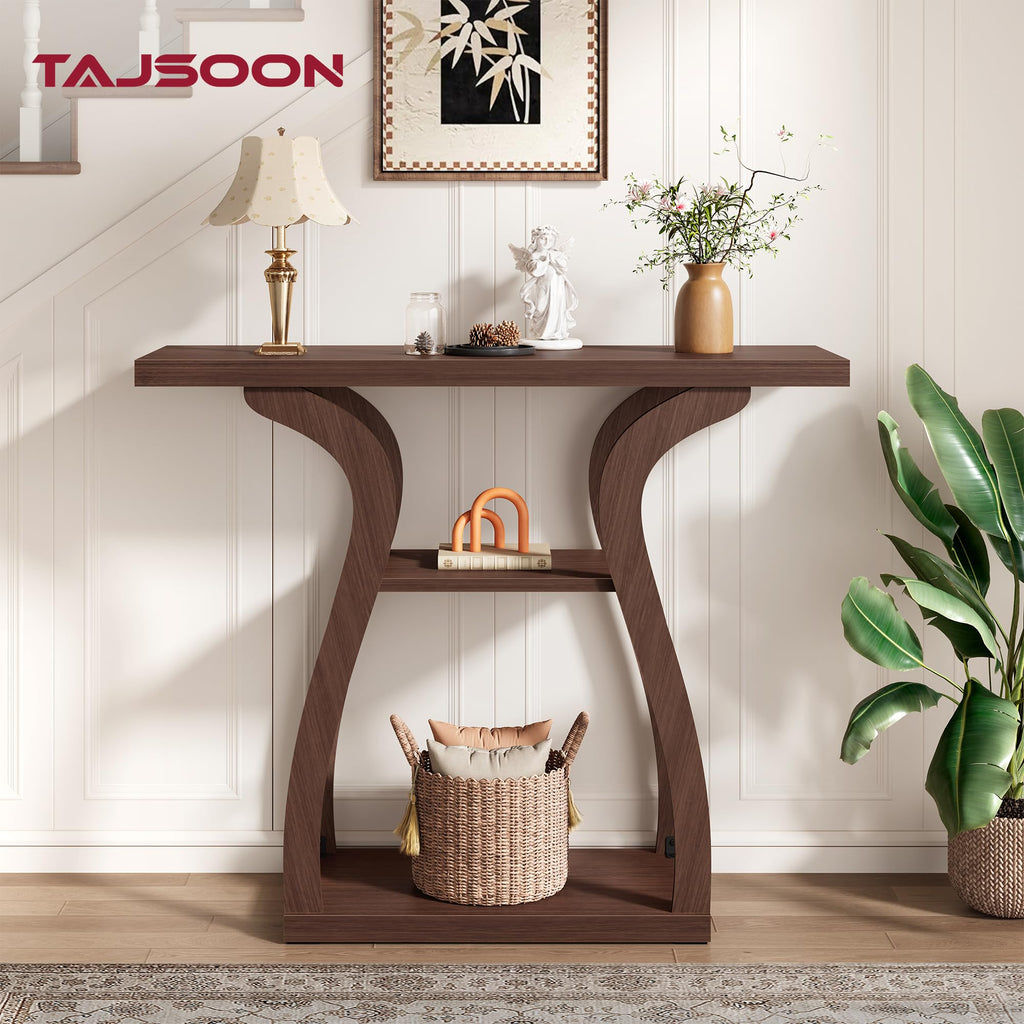 3-Tier Farmhouse Console Table 31.5", Walnut