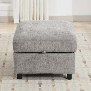 Modular Sectional Couch with Storage, 25'' Storage Sofa Ottoman, Light Grey