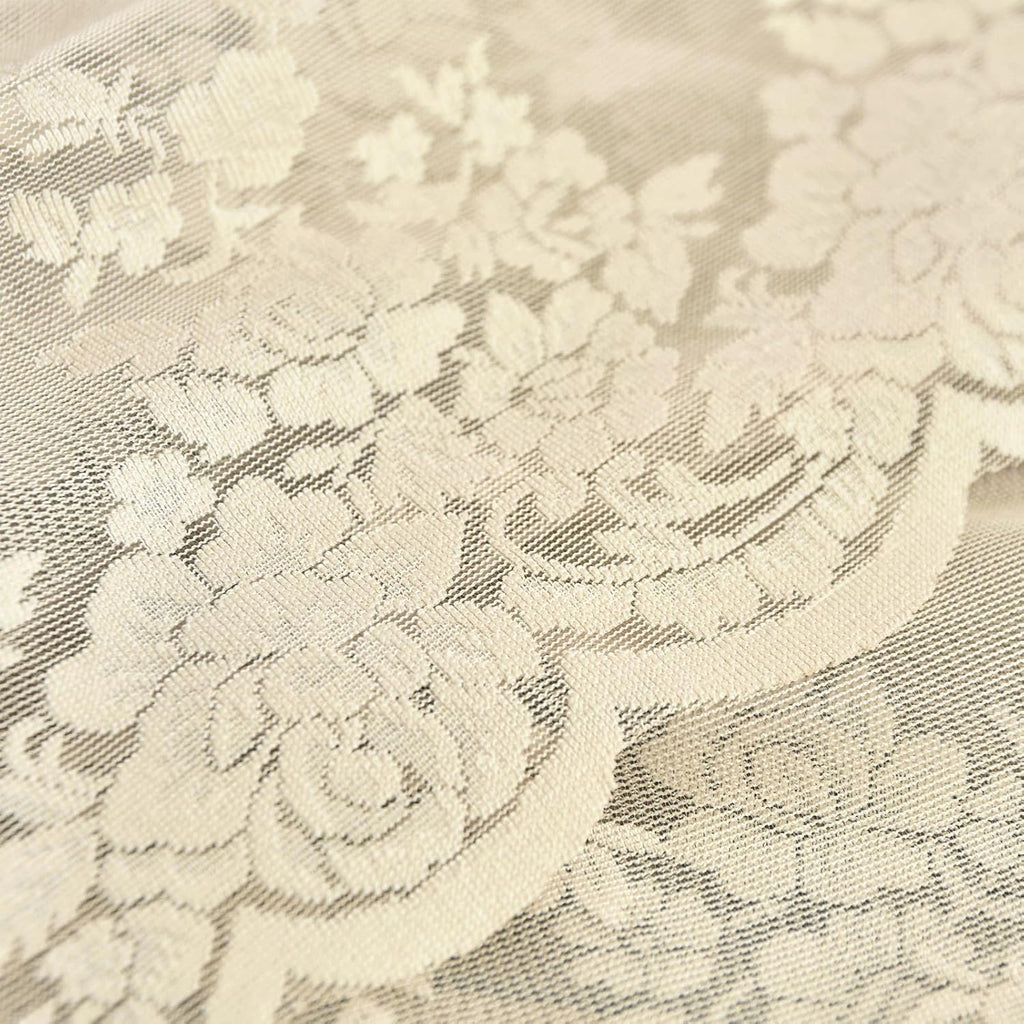 Beige Lace Valance Curtain for Kitchen Window, Rusitc Floral Vintage Cream Sheer Valance Over Sink 18 Inch Length