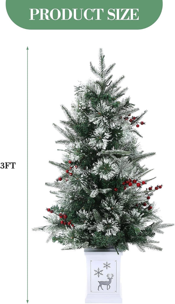 3ft Artificial Christmas Tree, Pre-Lit Christmas Trees with Lights