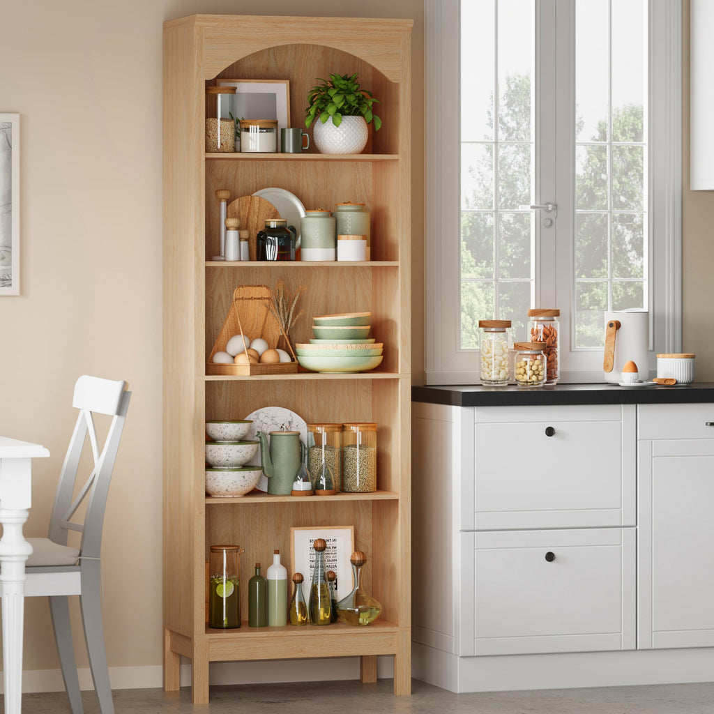 Arched Bookshelf, 5 Tier Tall Bookcase with Adjustable Shelves for Storage