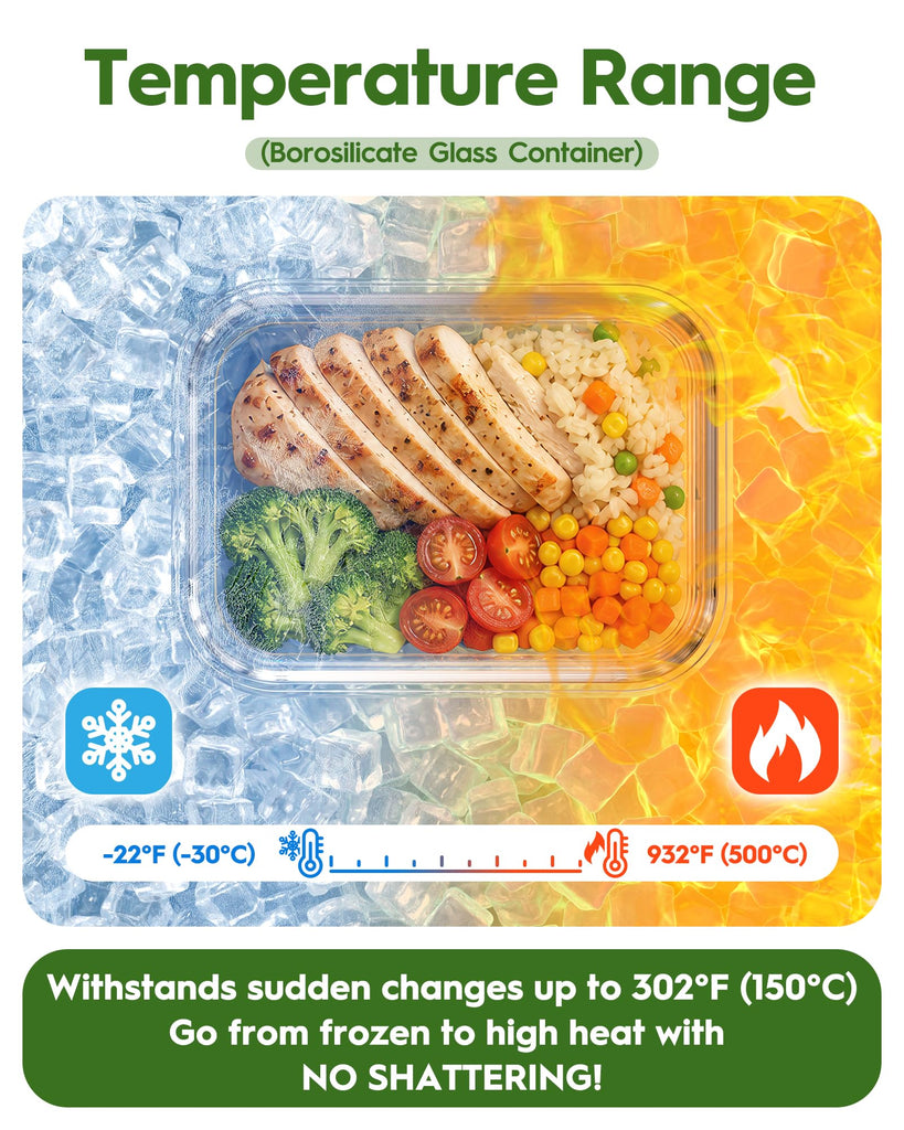 40 Piece Glass Food Storage Containers with Airtight Lids
