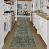 2x10 Hallway Washable Runner Rug Vintage Green Boho Extra Long Runners