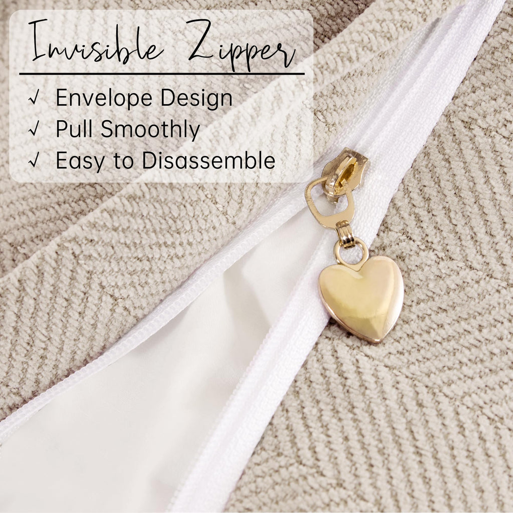 Beige Pillow Covers 26x26 Set of 2 Chenille Throw Pillow Covers with Elegant Design Soft and Luxurious Decorative