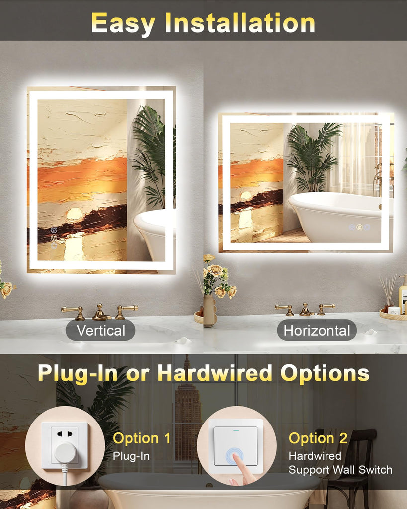 60x36 LED Bathroom Mirror, 6000LM, Separate Front and Back Lights