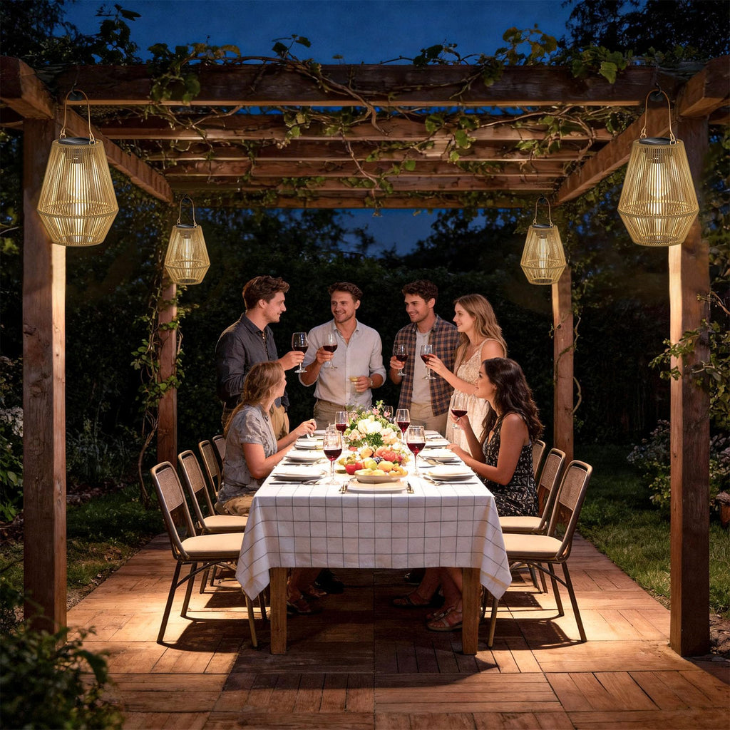 Solar Lanterns Outdoor Waterproof, 2 Pack Hanging Solar Lights for Outside, Auto On/Off Solar Powered Lanterns Yard