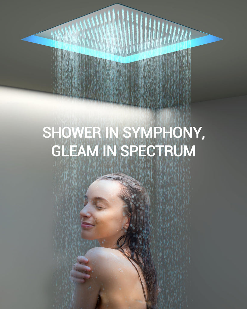 20" LED Ceiling Shower System with 6 Jets, Brushed Nickel