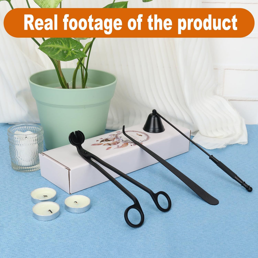 3 in 1 Candle Accessory Set(3 Set), Premium Candle Wick Trimmer, Candle Snuffer, Wick Dipper, Elegant Candle Care Kit