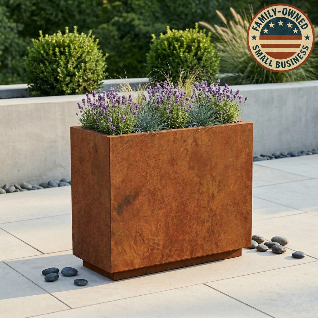 Corten Steel Planters Outdoor, Large Metal Rectangular Planter Box