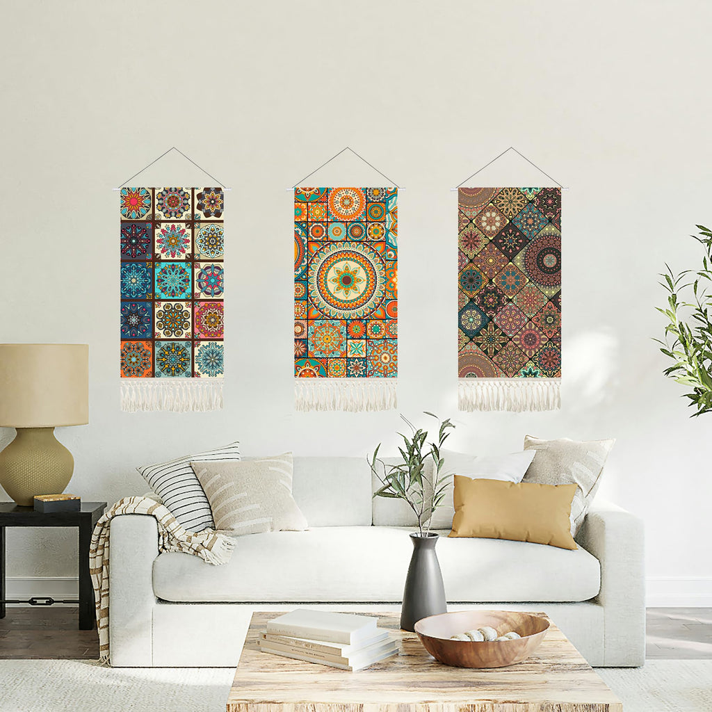 Mandala Boho Macrame Wall Hanging Tapestry Tapestries Vertical Art Fabric Decor Door Living Room Bohemian (Style A