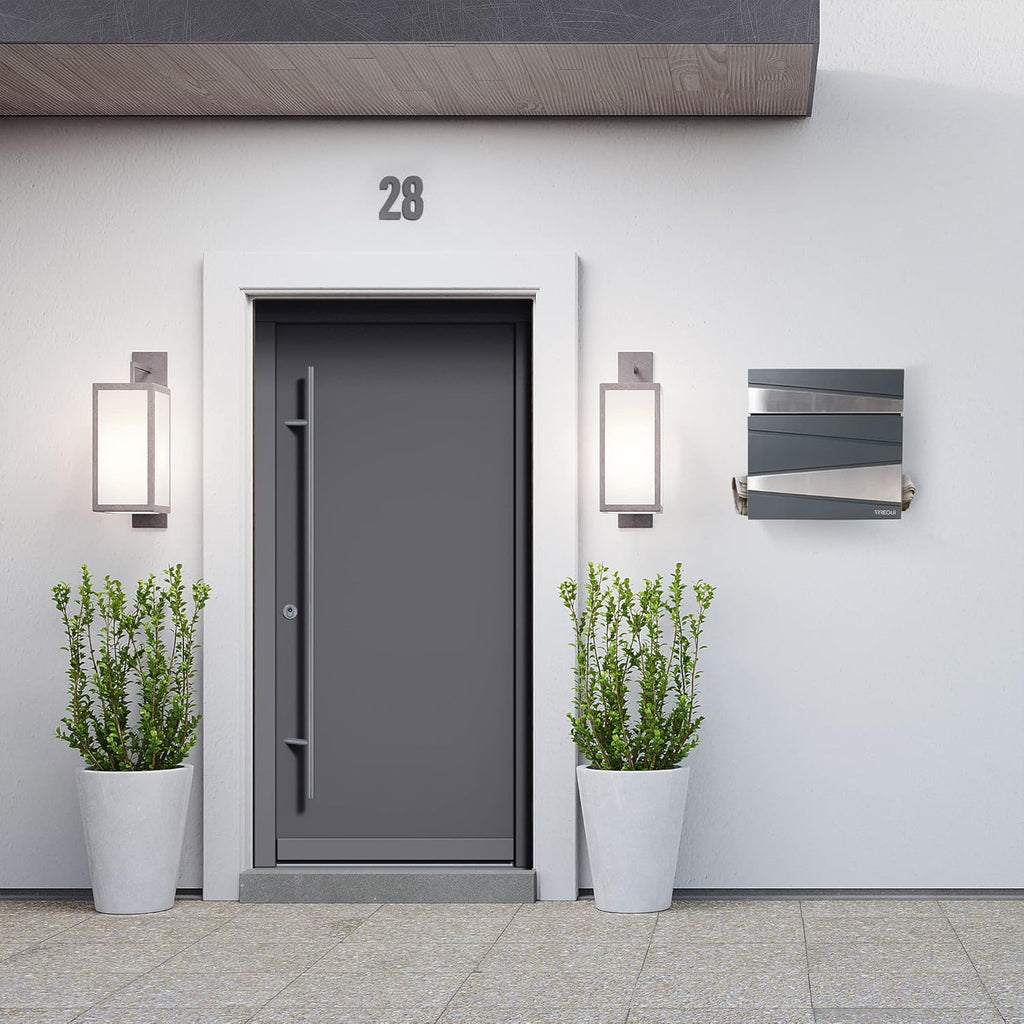 Armor E6905 Designer Letter Box Galvanised Steel with Newspaper Holder, Post Box and Newspaper Box