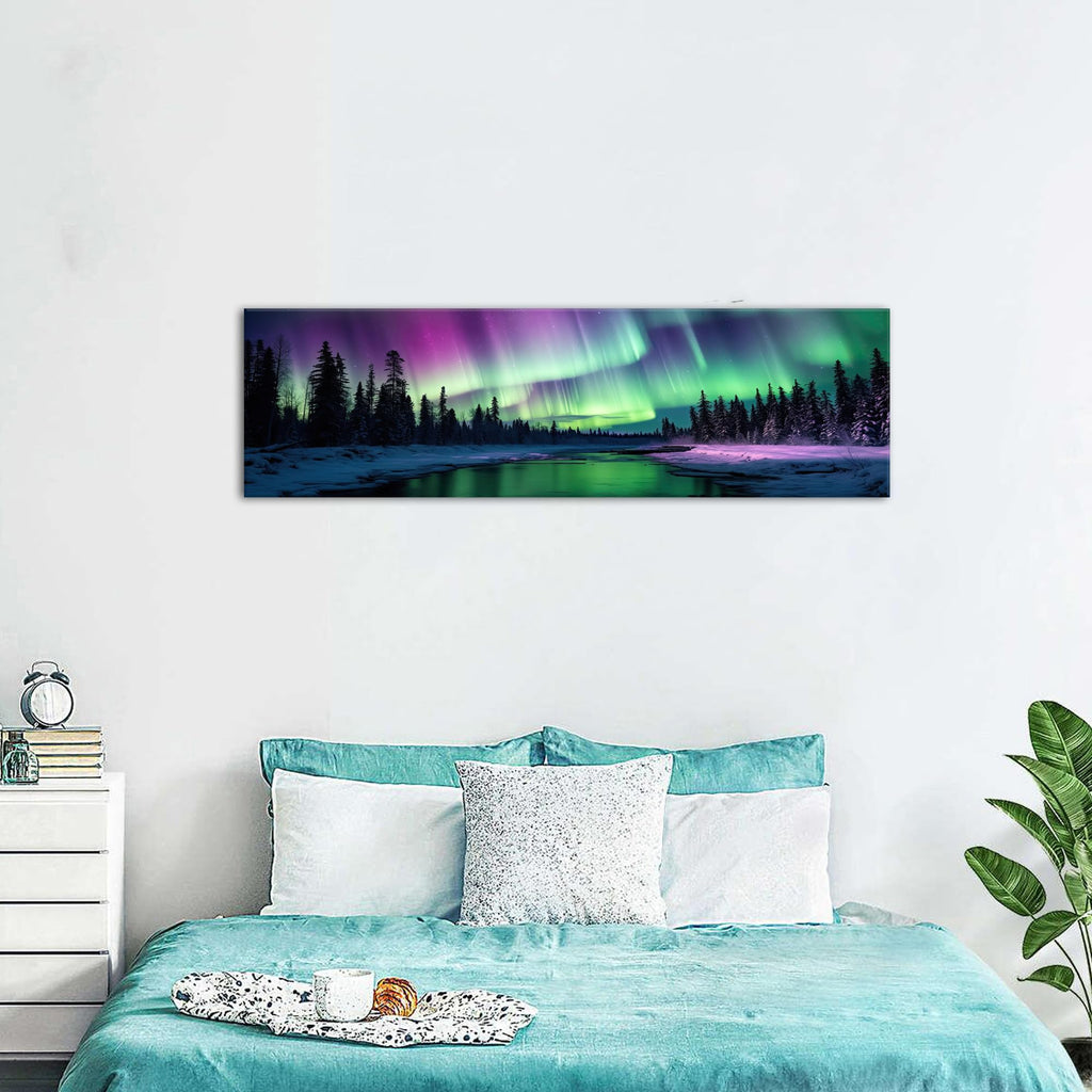 Northern Lights Wall Art Decor Aurora Forest Pictures Wall Decor Aurora Borealis Landscape Canvas Prints Painting