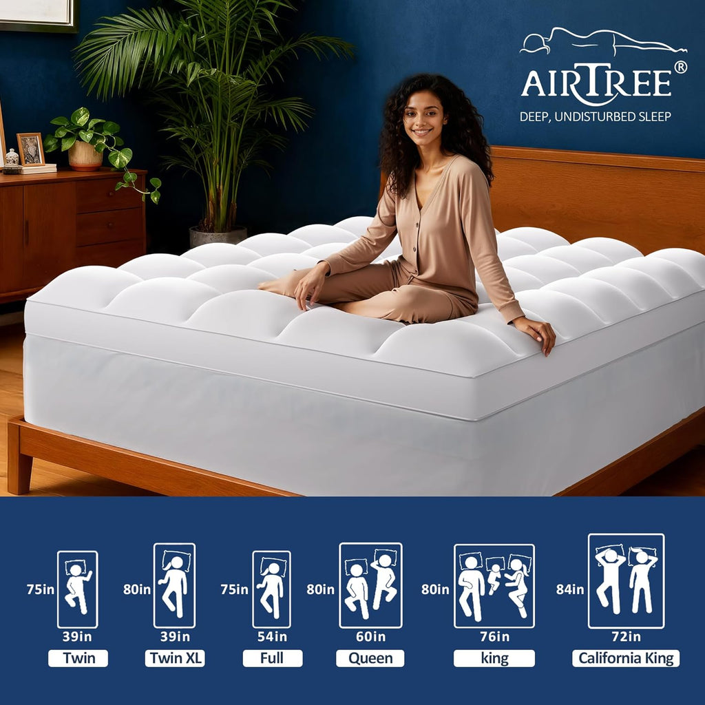 Queen Size Dual Layer 4 Inch Memory Foam Mattress Topper | 2 In Cooling Gel Memory Foam and 2 In Washable Soft Pillow