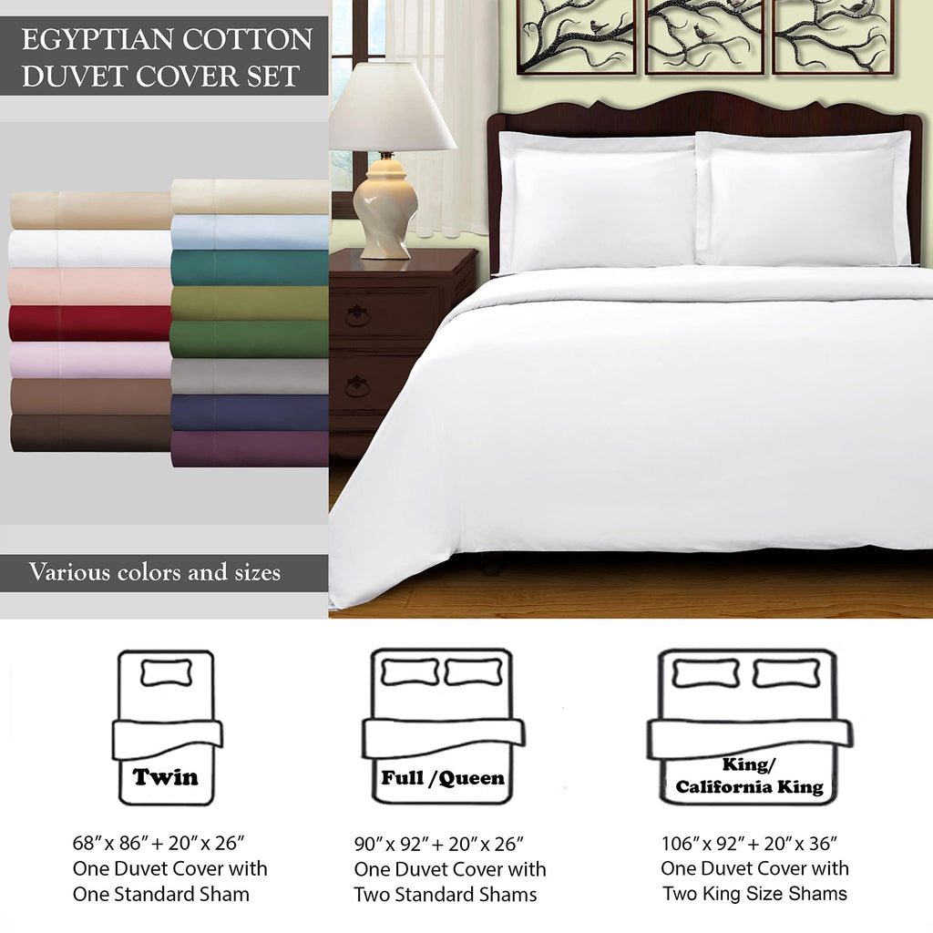 Egyptian Cotton Solid Duvet Cover, Twin, White