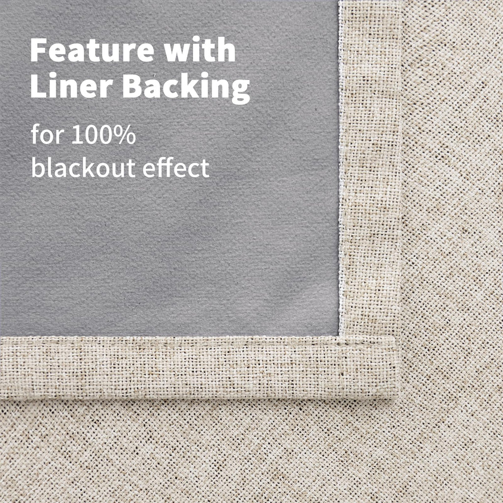 Linen Blackout Curtains 63 Inch Length Bedroom Beige Darkening