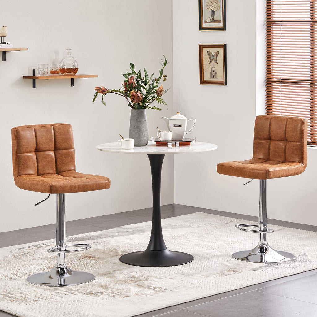 Bar Stools Set of 4 Height Adjustable Bar Chairs Retro Brown