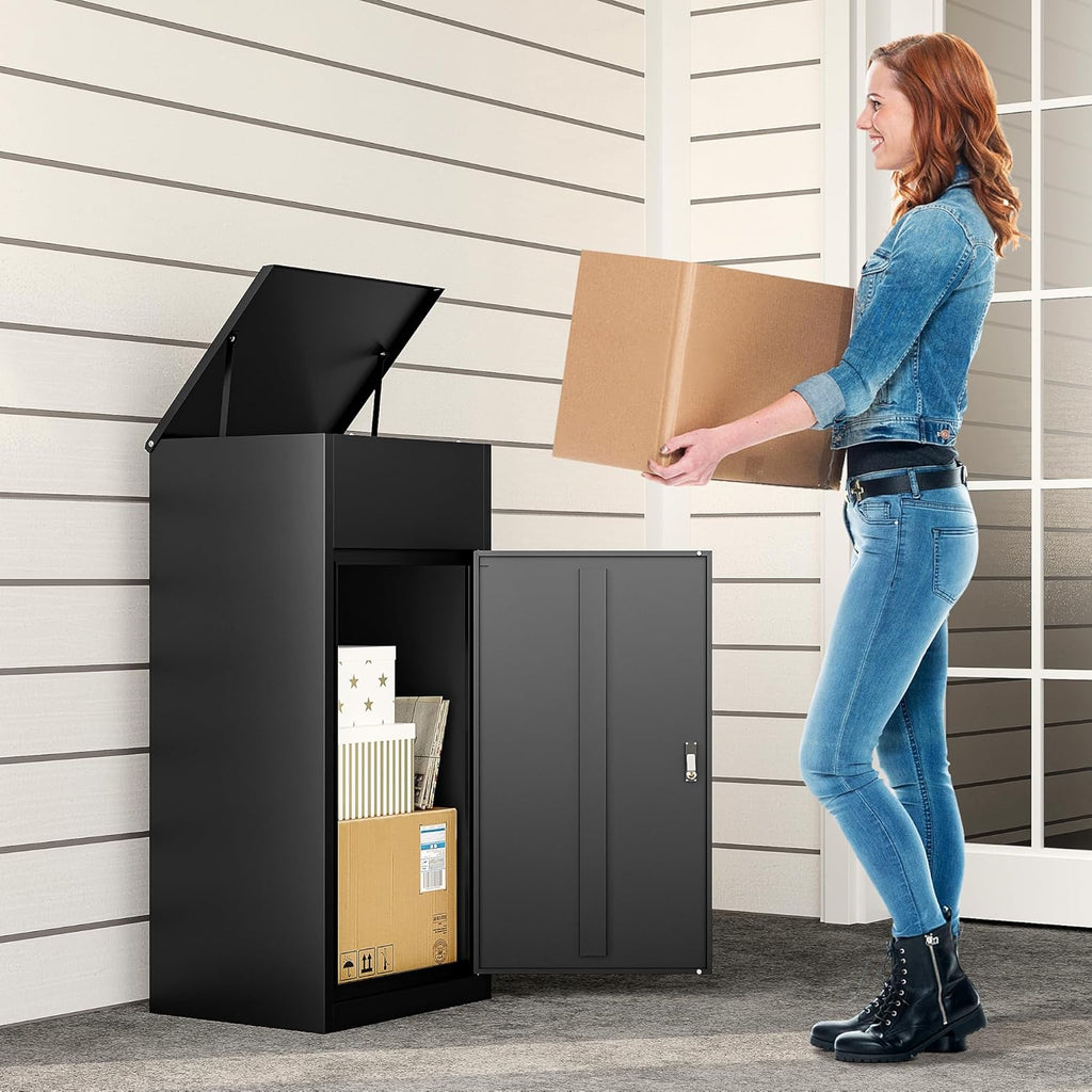 Large Package Delivery Box with Combination Lock,Parcel Drop Boxes Secure Storage, Anti-Theft Steel Parcel Box