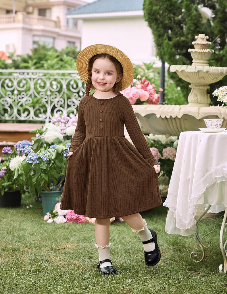 Toddler Girls Sweater Long Sleeve Knit Fall Winter Dresses