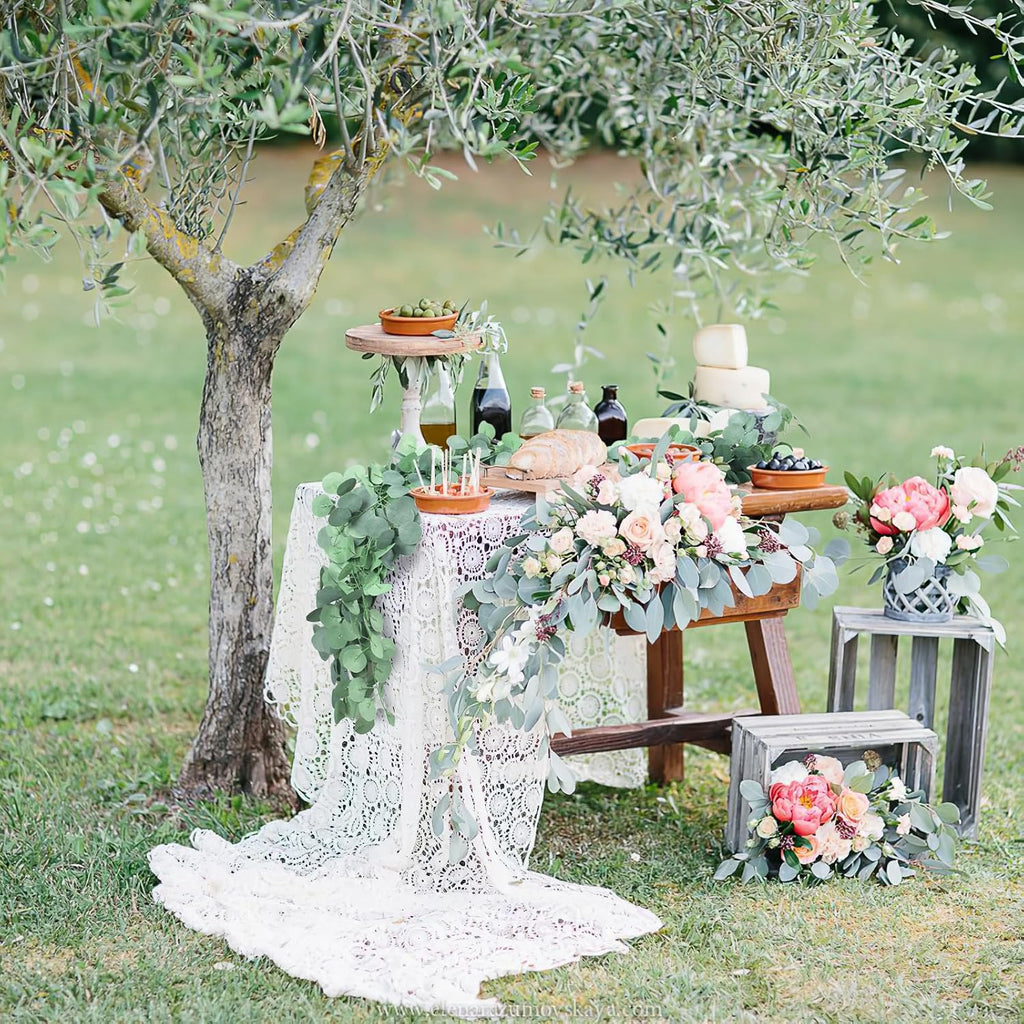 Eucalyptus Garland,Artificial Eucalyptus Leaves Table Greenery Garland Wreath Vines for Wedding Party Table - Set of 14