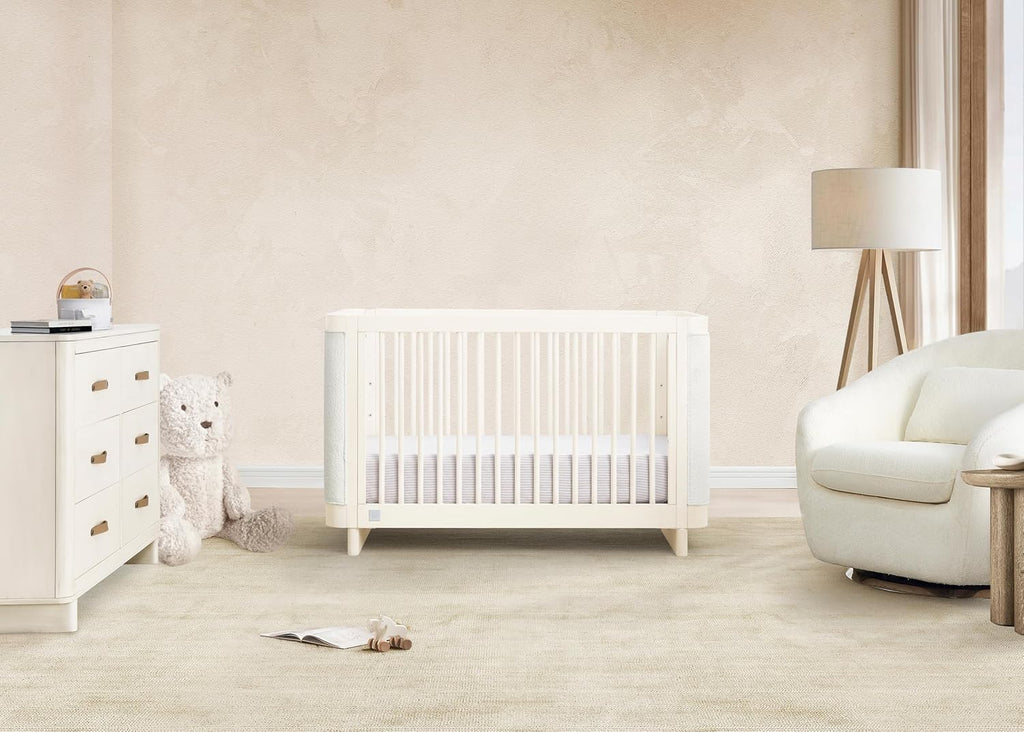 BabyGap Callie 4-in-1 Upholstered Crib - Greenguard Gold Certified, Antique White/White Boucle