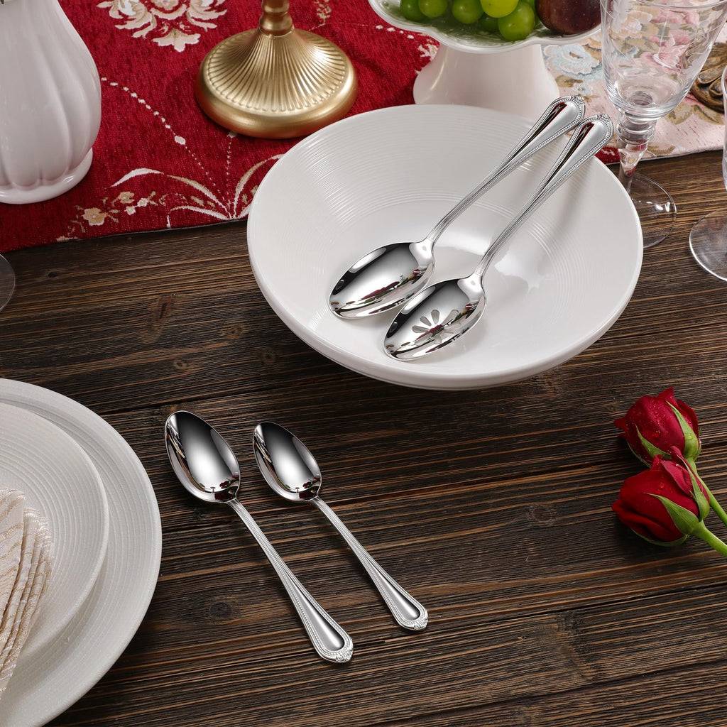 Premium Pearl Edge 20/45/65-Piece Silverware Set (65, Silver)