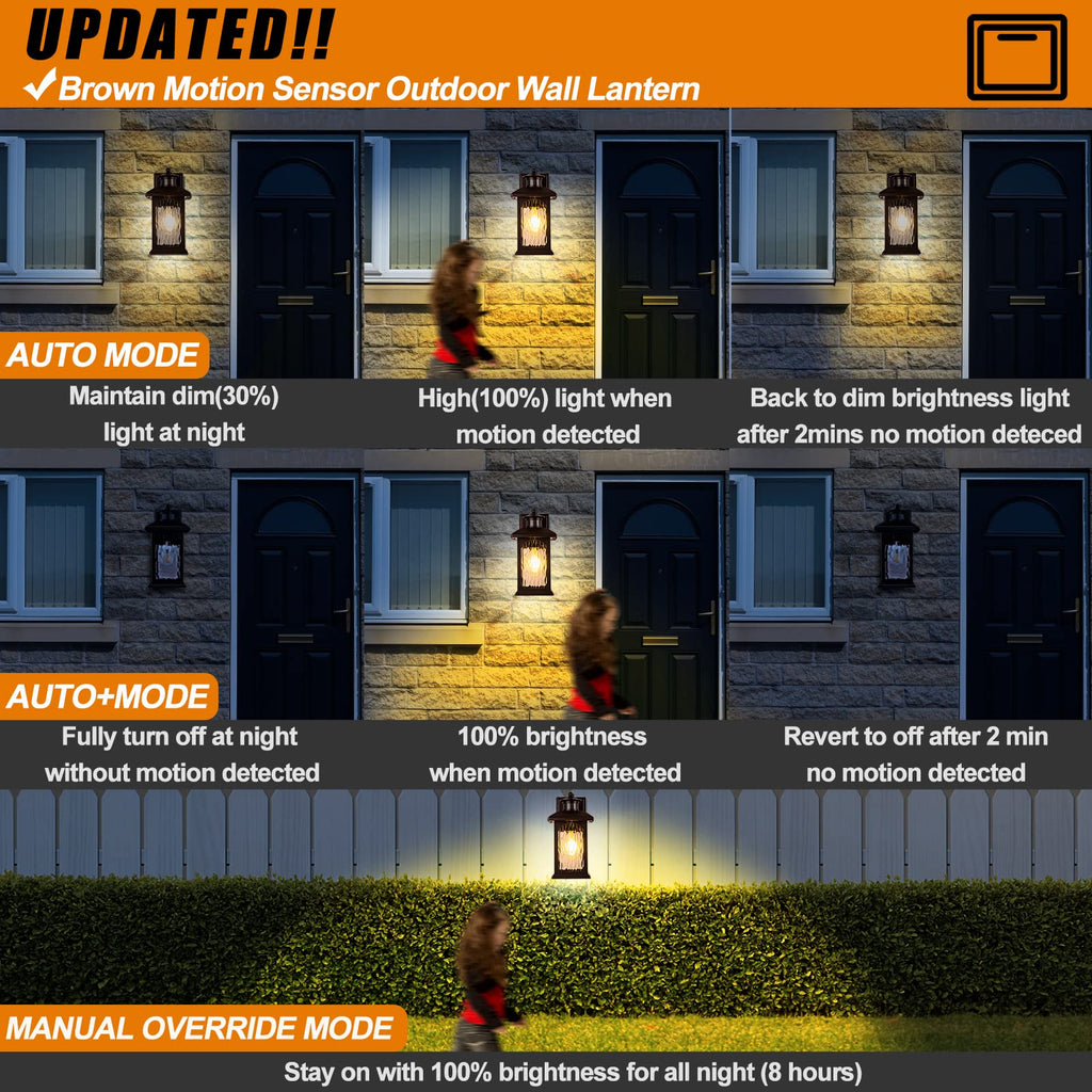 Motion Sensor Outdoor Wall Lights, Oil Rubbed Bronze, 2 Pack