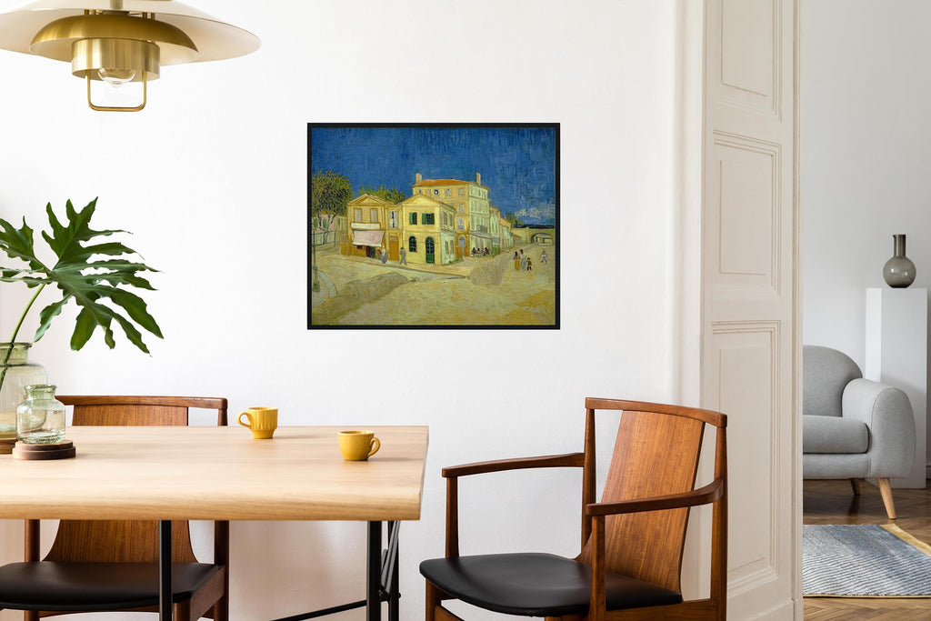 The yellow house Van Gogh Black Framed Wall Art Print Poster, Vintage Landscape Painting Wall Art, Bathroom Decor