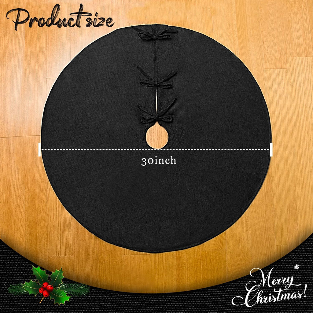 Black Christmas Tree Skirt 30 inches Small Tree Skirt for Christmas Decor