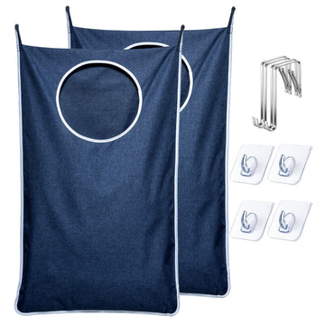 2 Pack Large Hanging Laundry Hamper Bag, 35x21.6 Inch Oversized Clothes Hanging Laundry bag with Hooks, Perfect for