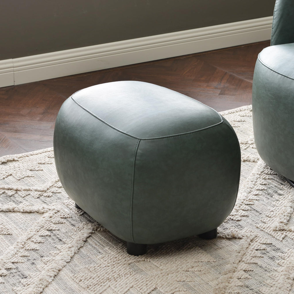 23" Wide Faux Leather Upholstered Ottoman Footrest, Green