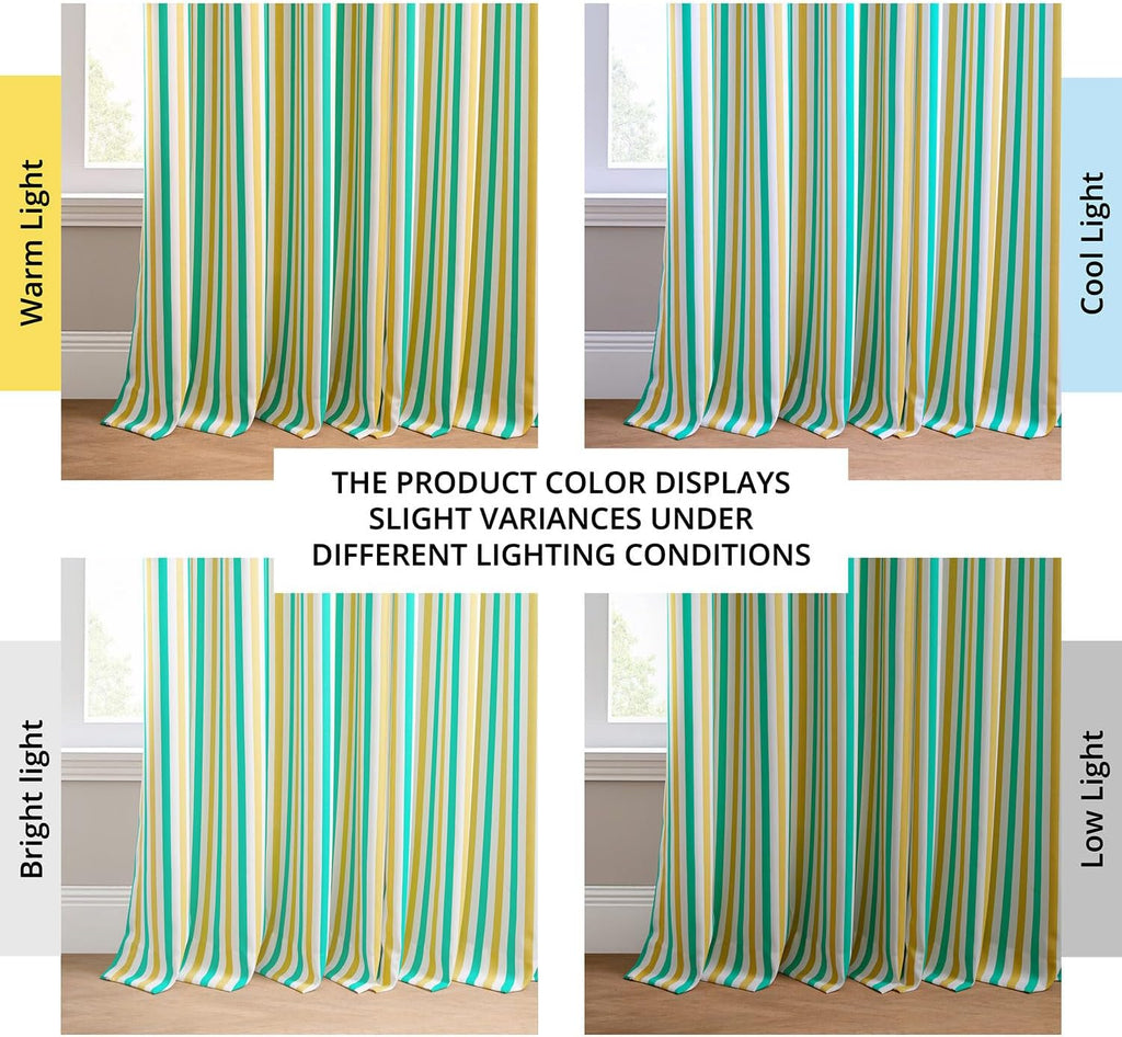 Villanova Striped Grommet Outdoor Curtains (1 Panel) - UV & Water Resistant Light Filtering 200 GSM Polyester
