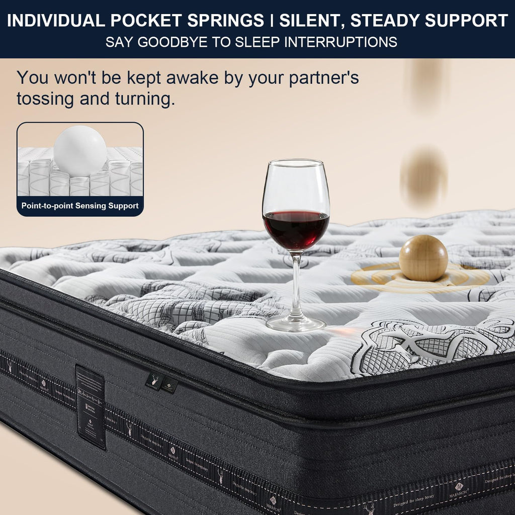 California King Mattress 12 inch, Hybrid Cal King Mattress in a Box, Individually Wrapped Coils & Gel Memory Foam for
