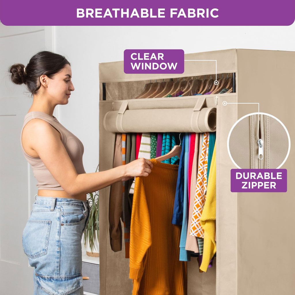 Portable Wardrobe Closet, 50 LBs Large Capacity
