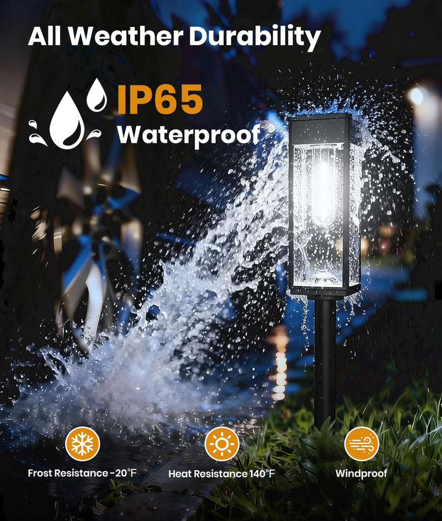Solar Walkway Lights 12 Pack, Cool White, 3 Adjustable Heights, IP65