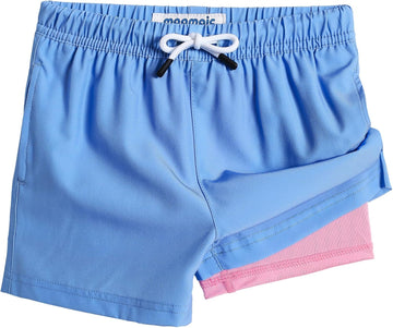 Boys Swim Trunks with Compression Liner Toddler Stretch Swim Shorts