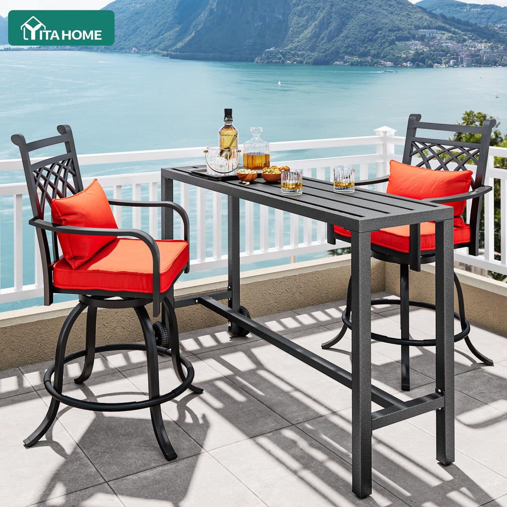 55" Outdoor Bar Table with Wheels
