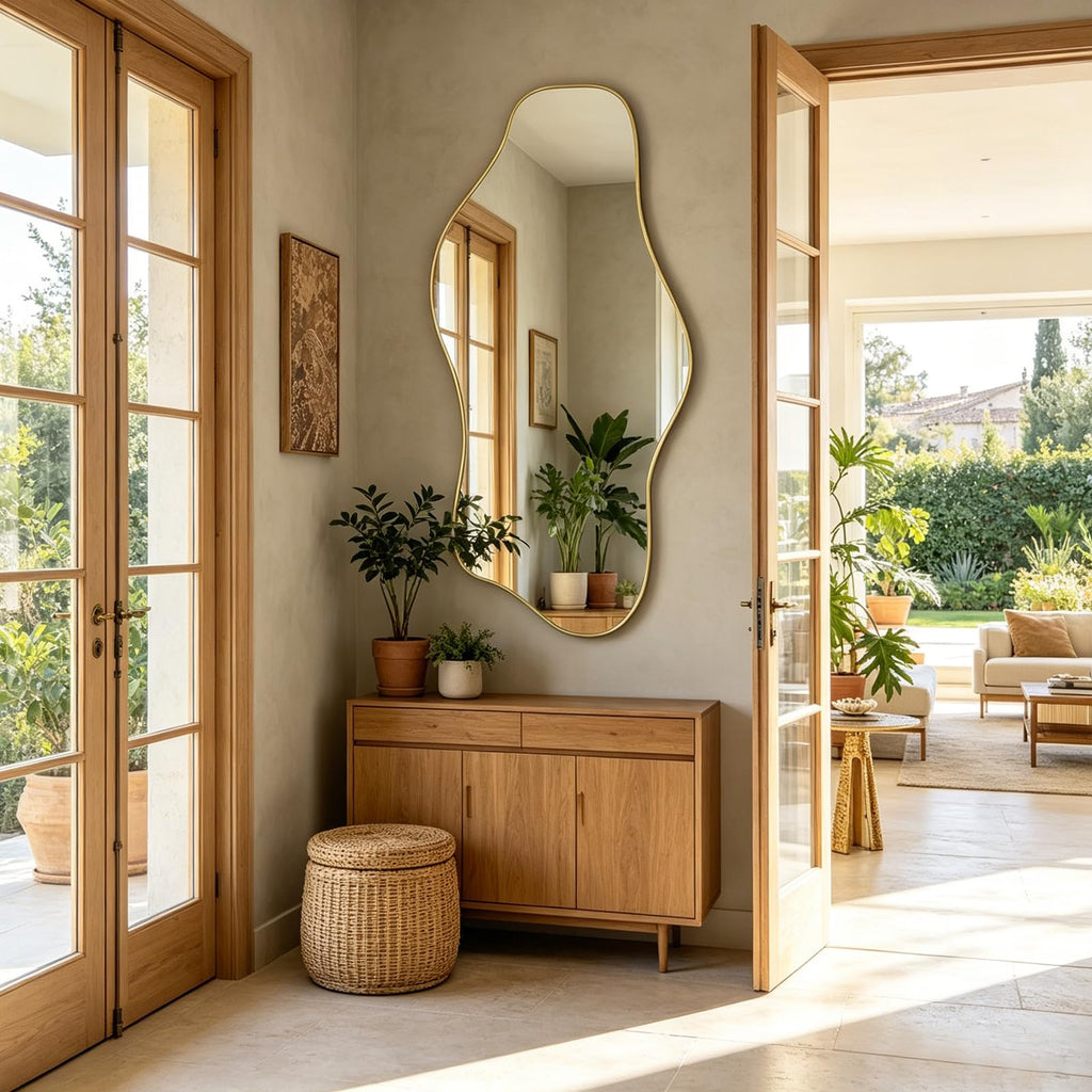 47"x24" Irregular Wall Mirror, Asymmetrical Frameless Mirror