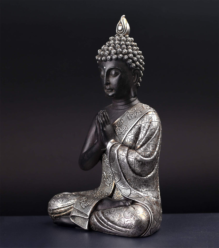 Seated Buddha Statue Buddhism Decor Meditating Figurines 9.5" H
