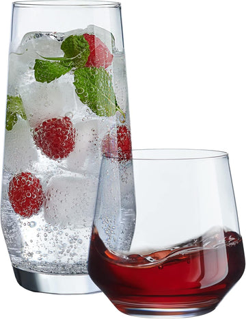 Everyday Drinking Glasses Set of 8-4 Tall Highball Glass Cups & 4 Short Dof Drinking Glass, Kitchen Glasses for