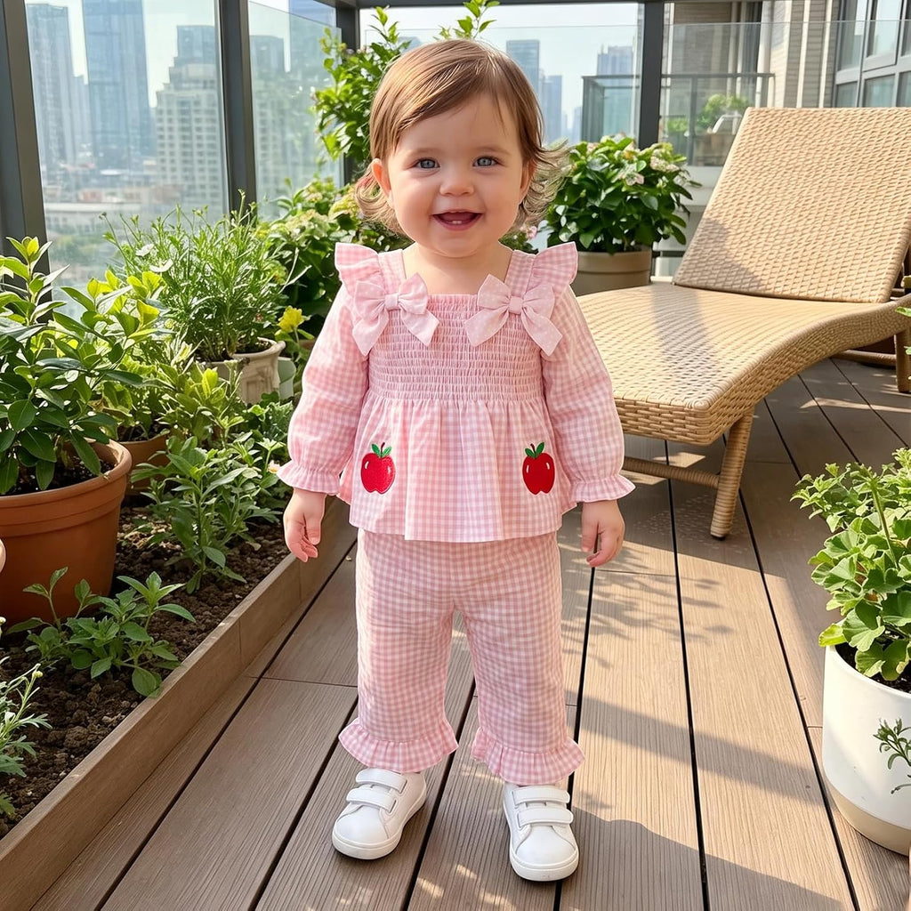 Toddler Girl Fall Clothes Strawberry Long Sleeve Top Pants Set