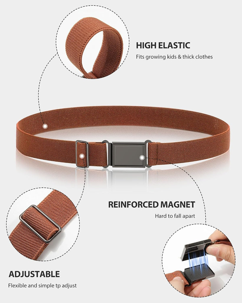 Boys Magnetic Kids Belt Adjustable Elastic Toddler Girl Belts 4 Pcs