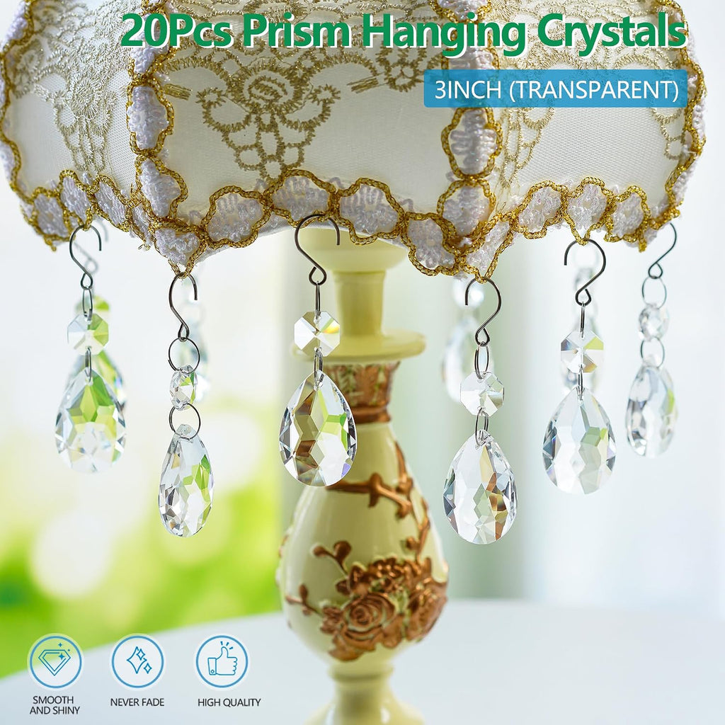 20Pcs 3Inch Crystal Prisms Chandelier Replacement Crystals - Clear Bauhinia Beads, Windows Hanging Ornament