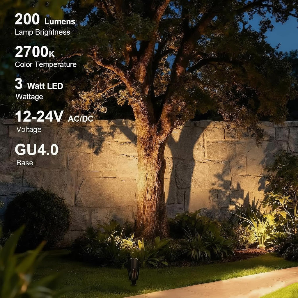 MR11 LED Bulbs GU4 Bi-Pin Base 3W 200 Lumens 2700K Warm White 12-24V AC/DC Low Voltage Bulbs for Landscape