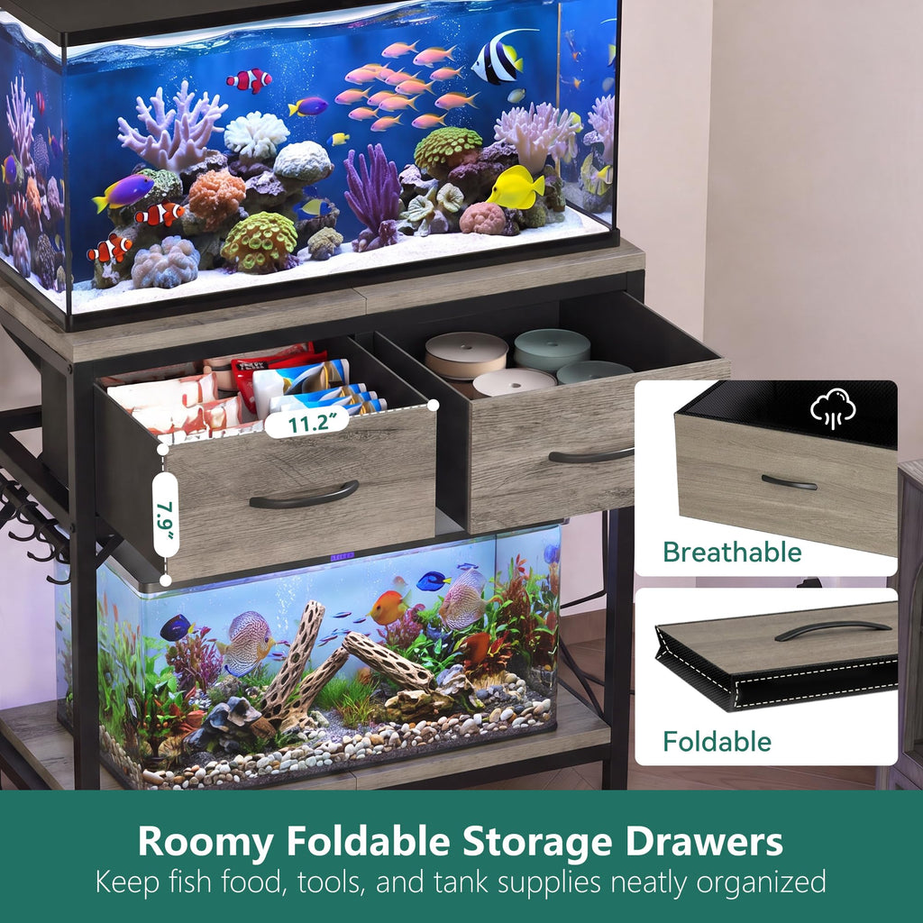 10-20 Gallon Fish Tank Stand with Power Outlets & Storage