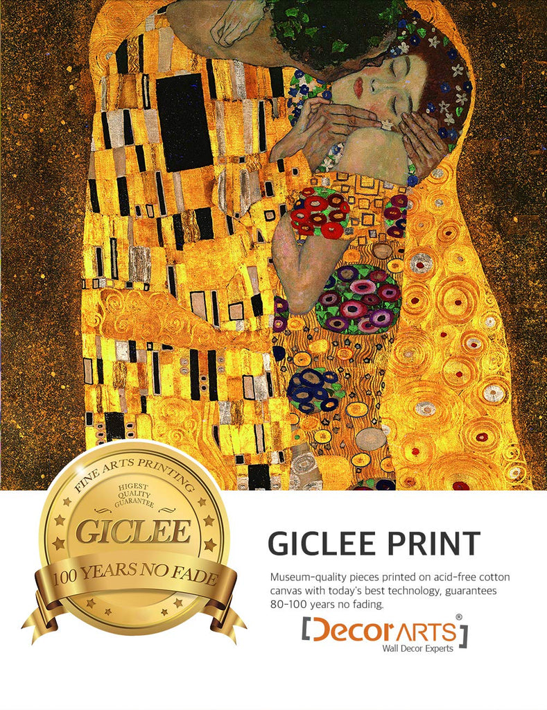 Gustav Klimt Wall Art Framed, The Kiss Framed Wall Art, 26x30''