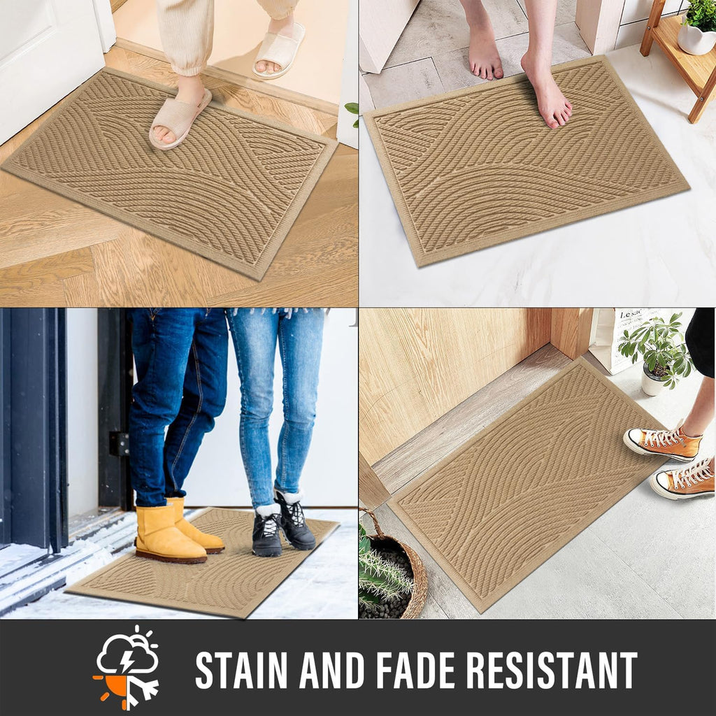 Sturdy Front Door Mat, Absorbent Muddy Dirt Resist Welcome Door Mats Outdoor Indoor, Stain and Fade Resistant