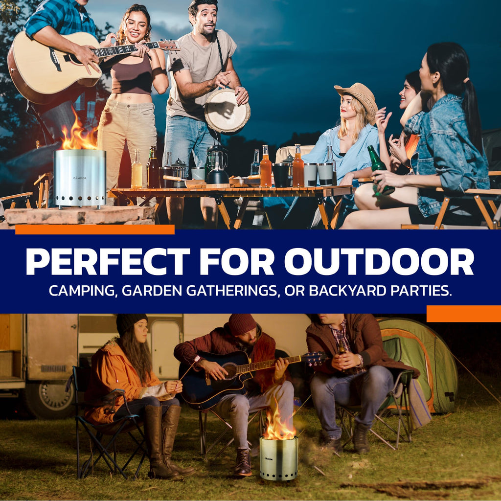 Wood Burning Fire Pit Stove - Smokeless Outdoor Stove for Wood Fires, Camping, Cooking, and Garden Gatherings